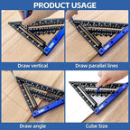 7inch Rafter Square and 12inch Combination Square Set -CNC-Machined Aluminum Alloy,Heavy Duty Carpenter Square for Woodworking and Home DIY