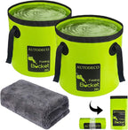 AUTODECO 2 Pack Collapsible Bucket 5 Gallon Container Folding Water Bucket Portable Wash Basin for Outdoor Travelling Camping Fishing Gardening Car Washing 20L