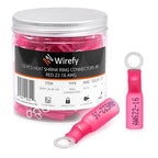 Wirefy 150 PCS Heat Shrink Ring Terminals #8 - a Resistant Ring Connectors - Eyelet Wire Connectors - Red 22-16 AWG
