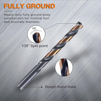 29Pcs Cobalt Drill Bit Set, 135 Degree Tip High Speed Steel with Black and Gold Finish, Stainless Steel, Plastic, and Wood with Metal Indexed Storage Case 1/16"-1/2"