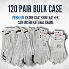 Cestus GU603, Sun-Dried Grain Leather Work Gloves (1,3,12,120) Premium Grade Goatskin, Unlined, Cut For Natural Fit