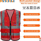 A-SAFETY Big and Tall Red Reflective Safety Vest 4XL 5XL