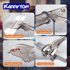 16PCS Locking Pliers Set, Carbon Steel, Fast Release, Curved Jaw, Long Nose, Straight Jaw, U-Shaped,Pinch Off,C-clamp, Chain Clamp, Sheet Metal Clamp w/Multifunction Oxford Tool Bag