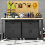 Metal Mobile Tool Storage Cabinet with Wheels,Black Heavy Duty Rolling Tool Cabinets for Garage,Metal Storage Cabinets with 2 Locking Doors and Drawer,Assembly Required