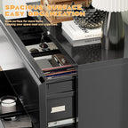 Superday Lateral File Cabinet 4 Drawer Metal File Cabinet with Lock, Black Filing Cabinets for Home Office, Locking Filing Cabinets Hanging Files Letter/Legal/F4/A4
