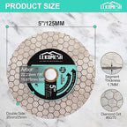 Tile Blade 5"/125mm - 5pcs Diamond Saw Blade Hexagon Design for Cutting and Grinding Granite Marble Ceramic Porcelain Tile,Arbor 7/8"-5/8"