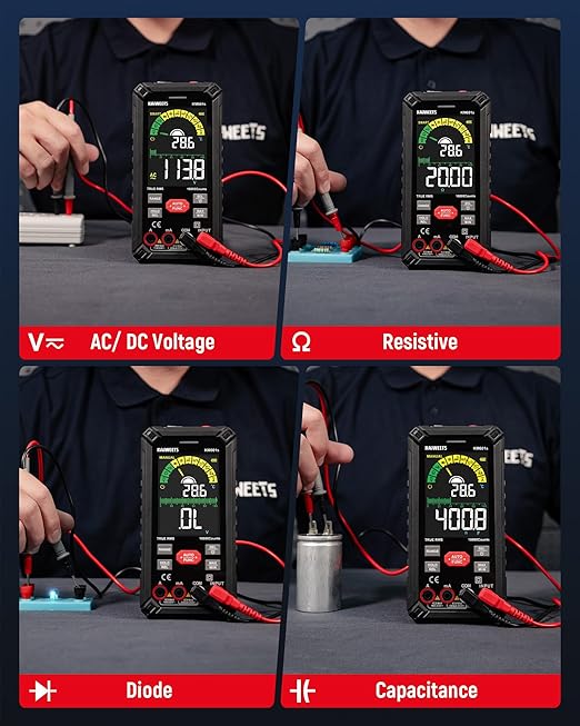 KAIWEETS Digital Multimeter 10000 Counts TRMS Auto Ranging, Rechargeable Smart Multimeter, Color LCD Screen Volt Meter, Measures Voltage, Current, Resistance, Continuity, Capacitance, Frequency