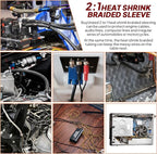 Heat Shrink Braided Sleeving Fabric Tubing 2 in 1 Wiring Harness Tubing Abrasion Resistant Cable Sleeve for Protection Wire/Sheath/Irregular Shape Hose (1"-24ft)