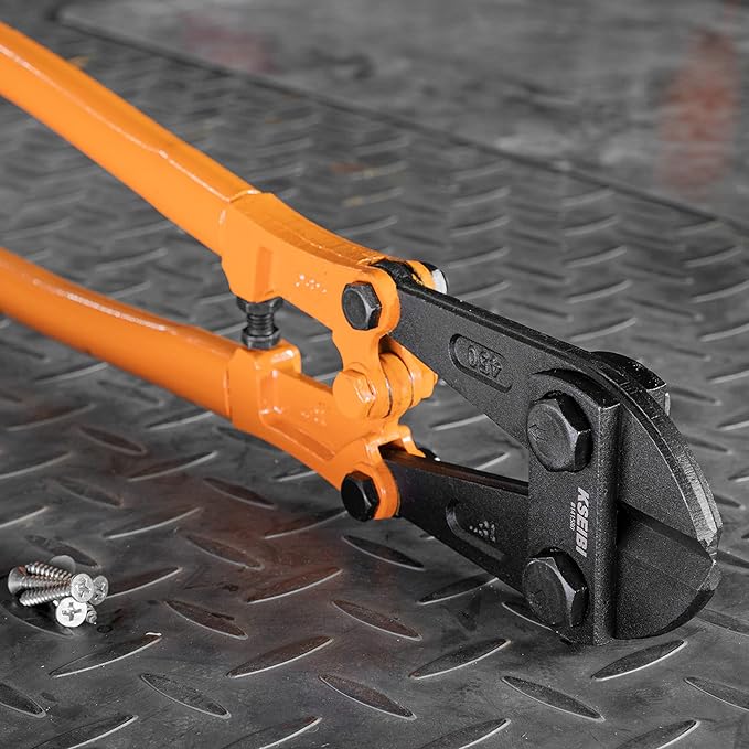 KSEIBI 141580 Heavy-Duty Medium Size Bolt Cutter 18" for Cutting Fence, Steel Wire, Chain, Screws, Rivet, and Medium Padlock, with Soft Grip Rubber Ergonomic Handle Cutters