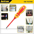 HURRICANE 1000V Insulated Screwdriver Set, 15pc All-in-1 Professional Insulated Electrician Screwdriver Set CR-V Magnetic Robertson Square Phillips Slotted Pozi Torx Insulated Electrician Tool Kit