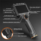360 Articulating Borescope, 5" Monitor, 6.2mm Industrial Inspection Camera with 4-Way Joystick Articulation and 5.0FT Semi-Rigid Snake Tube, HD Endoscope for Automotive, Pipe & Equipment