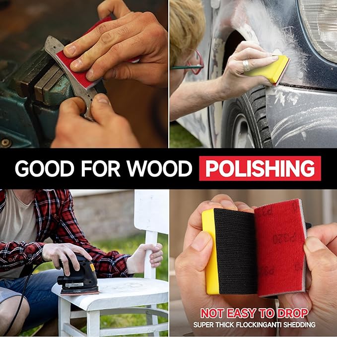 20 Pcs 3 x 4 Inch 400 Grit Sanding Sponge Set, Ultra Fine Sanding Sponges Pads, Soft Foam Hand Sander Block Wet Dry Sandpaper for Model Drywall Metal Wood Furniture Polishing