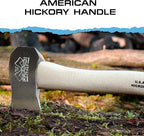 Prandi Axes Camping C45 Forged Carbon Steel Hatchet - Hickory Handle with Leather String - Ideal for Camping, Travel and Bushcraft - S/N 3.051.05.CH - 13" L x 5.22" W, 500g Polished Head, No Sheath