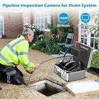 Sanyipace Drain Camera, Sapphire Lens, Remote Control, 5X Zoom in, 1080P FHD, Battery Level Display, 12 Adjustable LEDs, Plumbing Snake, Waterproof Pipe Inspection Camera, 16GB TF Card, 65FT/20M