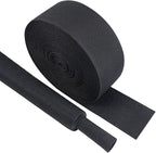 Black 2:1 Ratio Automotive Heat Shrink Braided Sleeving,Wear-Resistant Flat Woven Shrinkable Sleeve Fabric Car Cable Wires Hoses Protection (1-3/8"-26ft)