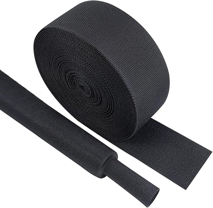 Black 2:1 Ratio Automotive Heat Shrink Braided Sleeving,Wear-Resistant Flat Woven Shrinkable Sleeve Fabric Car Cable Wires Hoses Protection (1-3/8"-26ft)
