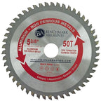 Benchmark Abrasives TCT 5 3/8 Inch Circular Saw Blade, Tungsten Carbide Tipped Non Ferrous Metal Cutting Saw Blades for Cutting, Plastic, Fiberglass, PVC, Aluminum Cutting Blade - ‎(5-3/8" - 50 Teeth)