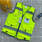 TCCFCCT Safety Vest 9 Pockets High Visibility Reflective Safety Vest for Men Women, Hi Vis Work Vest with Reflective Strips, Meets ANSI/ISEA Standards, (Yellow, 3X-Large)