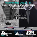 Large Step Drill Bit for Steel, 1-5/8"(Pro) 13Holes, M35 Cobalt Drill Bits, Extra-Heavy Duty for Stainless Steel, Hard Metal, Aluminum, Wood, Two-Straight Flute 13-Steps. Co158Z