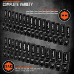 HORUSDY 1/2" Drive Impact Socket Set, 67 Piece, SAE (3/8" to 1-1/4") and Metric (8-24mm), 6 Point, Cr-V, Includes 1/2-Inch Drive Ratchet Handle, Extension Bar, Universal Joint and Adapter