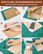 Vorhixa Leather Tooling Kit - Leather Working Tools & Stamps for Crafting, Cutting, Stamping, Sewing, Stitching, Engraving & Sanding - Complete Craft Kit for Adults and Begineers