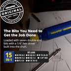 MEGAPRO® 15-in-1 Original Multi-bit Screwdriver | Home DIY & Repair | Construction | Tradeswork | 14 Industrial-grade bit tips | 1/4" Hex Drive in shaft (Original)