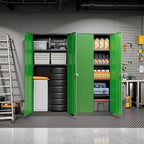 Pataku Metal Storage Cabinet, 71" Garage Cabinet with Doors and Shelves Lockable Steel Multifunctional Cabinets, File Cabinets for Home, Office, Warehouse(Dark Green)