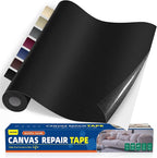 Self-Adhesive Canvas Repair Tape, 16" x 40" Waterproof Canvas Repair Patch, Fabric Patch Repairs Kit for Furniture, Tents, Sunbrellas, Boat Covers Awnings, Couches, Clothes, Bags Black