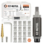 Rivet Nut Installation Tool Set Flat Head Rivnut Threaded Insert Nut Kit SAE & Metric for Metal Heavy Duty Zinc Plated Nutsert (3/8-16(Rivet Nut Tool-12pcs, Stainless))