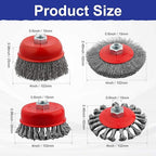 Rocaris 20 Pack Wire Wheel Cup Brush, 4 Inch Twisted Knotted & Coarse Crimped Cup Brush for Angle Grinders, 5/8 -11 Inch Threaded Arbor for Drill
