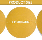 S SATC Premium Gold Sandpaper 6 Inch 100 PCS Sanding Discs 150 Grit Self Adhesive Stickyback Sandpaper Roll Aluminum Oxide PSA Sandpaper Discs for Wood, Metal, and Car Paint