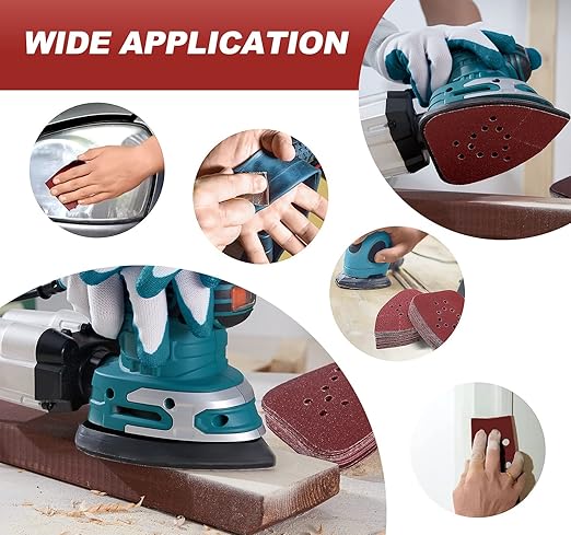 S SATC Mouse Sander Sandpaper 50PCS Mouse Sanding Pads 12 Holes Hook and Loop Sandpaper 60 Grit Detail Palm Sand Paper