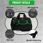 22 Inch Tool Bag With Comfortable Shoulder Straps, Waterproof Wide Mouth Tool Kit, Tool Storage Package For Men/Women (22IN Green)