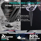 Large Step Drill Bit for Steel, 1-5/8"(Pro) 13Holes, M35 Cobalt Drill Bits, Extra-Heavy Duty for Stainless Steel, Hard Metal, Aluminum, Wood, 13-Steps. Co158