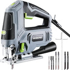 WORKPRO Jigsaw, 6.5AMP 850W Corded Electric Jig Saw Tool Kit with 6 Variable Speeds, 7 Blades, ±45° Bevel Cutting, LED Light, 3000 SPM, 4 Orbital Settings, Edge Guide, Tool-free Blade Changing