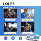 LOLE'S Body Wipes for Adults Bathing No Rinse XL – Bath Wipe for Adult, 48 Count Extra Large, – Shower Wipes – Body Wipe for Camping, Travel, Gym, Elderly Care, Women & Men – Fresh & Moisturizing