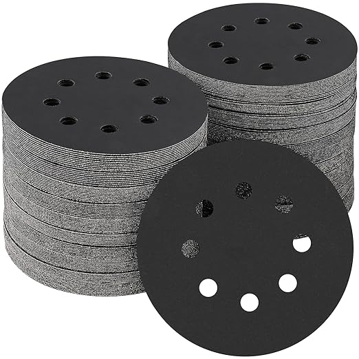 100PCS 5 inch Silicon Carbide Sanding Discs 600 Grit, Wet Dry Orbital 5 Sander Hook and Loop Sandpaper Disc, Best for Metal,Automotive,Wood Polishing
