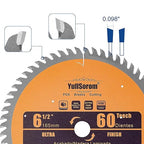 6-1/2 inch Circular Saw Blade 60T Combo Pack with 5/8" Arbor，Ultra Fine Finish for Wood Cutting, Thin-Kerf
