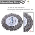 6 Pack Wire Wheel Brush for Drill - 1/4 Inch Hex Shank, Coarse Carbon Steel Crimped Wire Wheel for Cleaning Rust