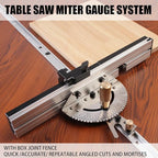 Precision Miter Gauge for Maximum Stock Support and Repetitive Cut Flip Stop