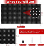 4 Pack Black Metal Pegboard Panels, Heavy Duty Steel Peg Boards Wall Organizer with Screw, Anchors and Washer Accessories for Garage, Tool Storage, Office Organization, Craft Room, Kitchen