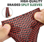 Split Wire Loom Tubing, Cable Protector Sleeve, Braided Cable Management for TV/Computer/Home Theater/Engine Bay, Cord Protectors from Pets No Chew (Red and Black, 1"-25ft)