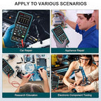 HANMATEK 3 in 1 Handheld Oscilloscope Multimeter,Waveform Generator HO51 with 3.5" TFT Oscilloscop, Auto-Calibration Function, Memory Function, Multi Tester