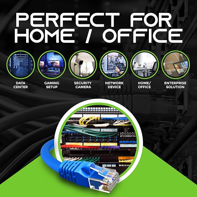 GearIT 100-Pack, Cat5e Ethernet Patch Cable 2 Feet - Snagless RJ45 Computer LAN Network Cord, Blue