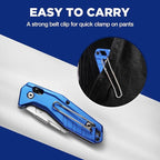 WORKPRO Premium Axis Lock Utility Knife Folding, Heavy Duty Metal Box Cutter with Quick Open Lock, Quick Change Blade Razor Knife, Foldable Pocket Knife with Belt Clip