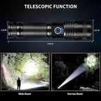 Rechargeable LED Flashlights High Lumens, 90,000 Lumens Super Bright Flashlights with 5 Modes, Waterproof Powerful Flash Light Multifunctional Flashlights for Home Camping Hiking(2 Pack)