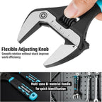 DURATECH 8-Inch Adjustable Wrench, Wide Jaw Opening Plumbing Wrench, CR-V Steel, SAE and Metric Scale Marked, Ergonomic Grip