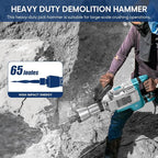 ENEACRO Demolition Jack Hammer 14.5Amp SDS-Hex Concrete Breaker, 65 Joules Heavy Duty Chipping Hammer Cement/Pavement/Floor Breaker, with 2pcs of chisels and Carry box with Rollers