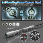 Sanyipace Sewer Camera Self-Leveling 100FT/30M, Drain Camera with 512Hz Transmitter, Meter Counter, Pipe Inspection Cámara with Microphone Speaker DVR Recorder, 32GB TF Card, Guide Wheel (7mm Cable)