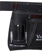 VEEKAY Leather Tool Belt Brown 2-Inch wide belt with 12 Pockets Oil Tanned, Tool Pouch/Bag for 32 to 46 Inch Waist – Ideal for Construction, Carpenters, and Framers